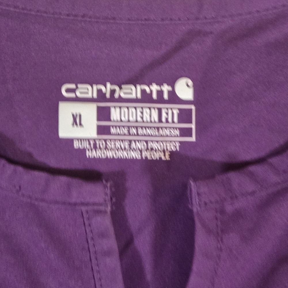 Carhartt Force Purple Scrub Top Size XL Short Sleeve V Neck Pockets - Picture 4 of 7